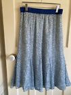 Cotswold Collection Blue & White Fit & Flare Lined Polyester Midi Skirt Size 14