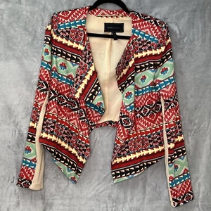 BCBGMAXAZARIA Colorido Ceniza Moto Cremallera Tribal Azteca Chaqueta Para Mujer M - Imagen 1 de 14