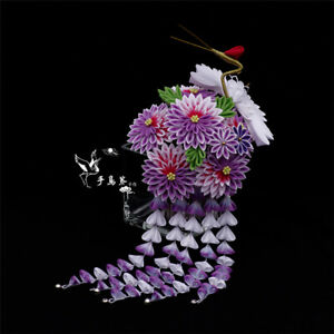 Handwork Japanese Style Crane Flower Hairpin Hair Stick Headdress for Kimono New