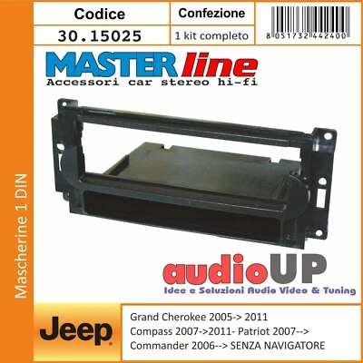 MASCHERINA AUTORADIO 1 DIN JEEP GRAND CHEROKEE 2005->2011 VERSIONI NO NAVIGATORE - Immagine 1 di 2