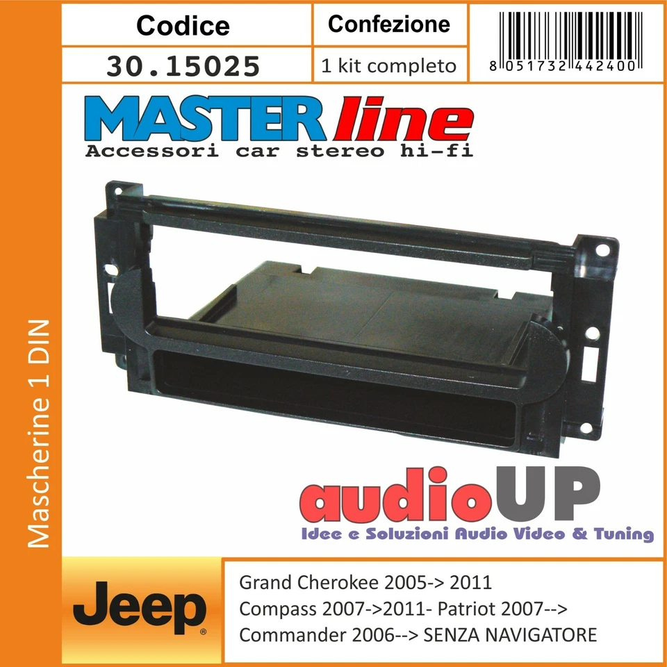 MASCHERINA AUTORADIO 1 DIN JEEP COMPASS DAL 2007 AL 2011. ADATTATORE UN DIN - Immagine 1 di 2