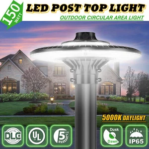 LED Post Top Light 150W with Photocell UL DLC Listed 22500Lm Circular Area Light - Picture 1 of 15