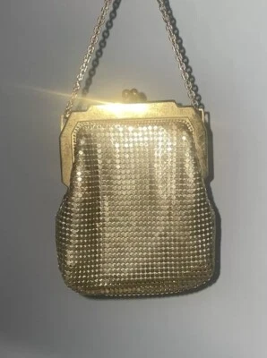 Antique WHITING & DAVIS All-Brass Mesh, Lined Purse 1920s 1940s Style Vintage - Image 1 of 4