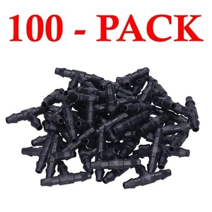 100 Pcs Drip Irrigation Barbed Connectors Tee Fittings for 1/4 Inch Water Hose - Picture 1 of 7