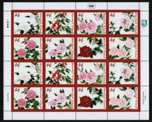 MARSHALL ISLANDS, SCOTT #1055, SHEET OF 16 CAMELLIAS, FLOWERS & PLANTS YEAR 2013 - Picture 1 of 1