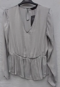 M&S Ladies Silver Blouse. Size 10.    New with tags - Picture 1 of 7