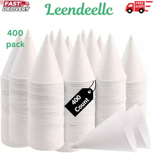 Tazas de cono de papel blanco desechables (paquete de 400-4,5 oz) ecológicas, a prueba de fugas - Imagen 1 de 7