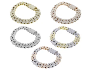 Miami 12 1/2 CT Real Diamond Honeycomb Cuban Bracelet Gold 12MM 8" - Picture 1 of 9