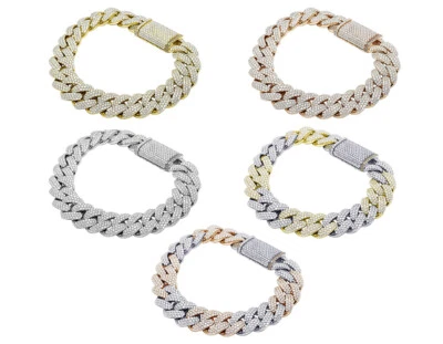 Miami 12 1/2 CT Real Diamond Honeycomb Cuban Bracelet Gold 12MM  8" - Image 1 of 4