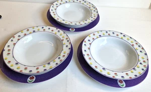 Ciao! 3 Gedecke Speiseteller & Suppenteller Lila Rand Streublumen Blümchen - Bild 1 von 18