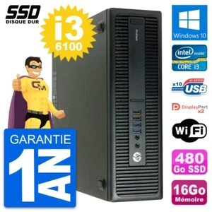 PC HP ProDesk 600 G2 SFF Intel Core i3-6100 RAM 16Go SSD 480Go Windows 10 Wifi - Imagen 1 de 7
