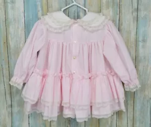 Vintage Bryan Mädchen 18M Rosa Spitze Lagenlook Vollkreis Party Rüschen RAR - Bild 1 von 12
