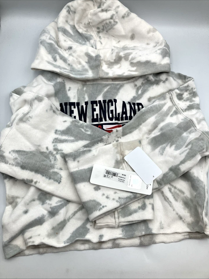 NFL New England Patriots Girls Tie-Dye Crop Hooded Sweatshirt Hoodie L 10/12