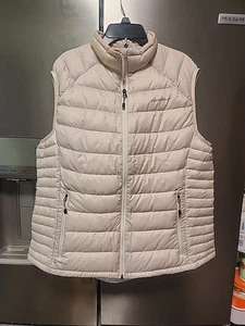 Eddie Bauer Damen XL Stormdown 800 Gänsedaunen Puffer Weste beige fällt aus wie groß - Bild 1 von 6