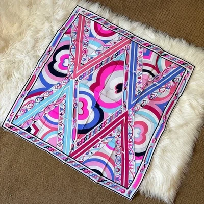 Emilio Pucci NIB Vintage Silk Chiffon Square Scarf Multi-colored Geometric Print - Image 1 of 4