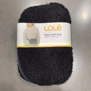 Lole Fleece Belt Bag, Unisex One Size Fits Most, Two-Way Zipper Black - Picture 1 of 2