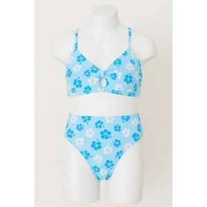 Kinder Mädchen Blau Blumen Badeanzug Bikini Set Strand Pool Urlaub Größe 12-13Y - Bild 1 von 4
