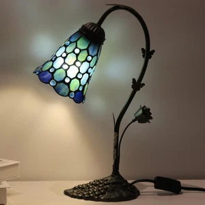 Tiffany Tischlampe 9,5x5x16 cm blau Buntglas Schreibtischlampe (blau) - Bild 1 von 8