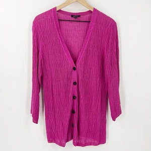 Lafayette 148 100% Linen Pink V-Neck Textured Cardigan Sweater Size XL - Picture 1 of 7