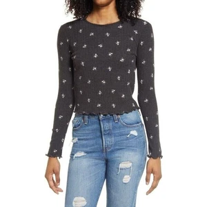 La La Land Creative Co. Women's Soft Floral Thermal Top Size Medium Black NWT - Picture 1 of 4