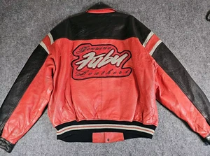 Chaqueta de Cuero Fubu Vintage Talla XL Extra Grande Para Hombre Roja y Negra LEER - Imagen 1 de 16