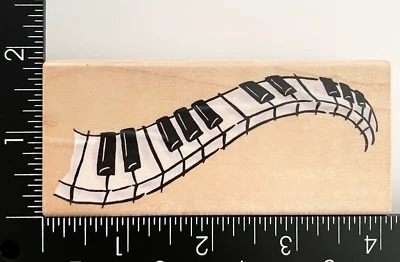 Estampillas teclas onduladas notas musicales N071 sello de goma montado en madera Foto 1 de 3