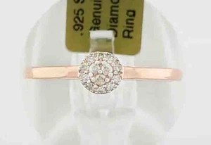GENUINE DIAMOND ENGAGEMENT RING .925 STERLING SILVER - New With Tag - Picture 1 of 4