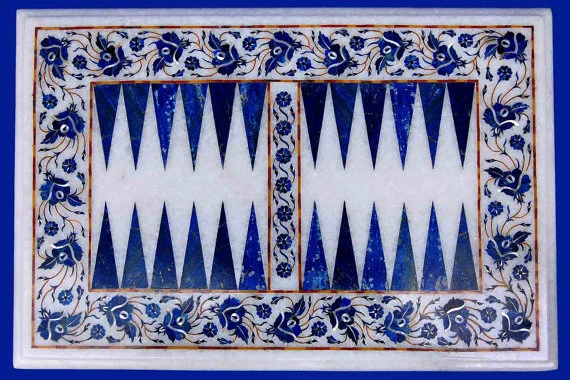 18" x 12" Marble Backgammon Game Table Top Lapis Inlay Home Decor & Gift - Image 1 of 1
