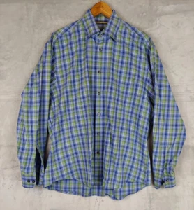 Robert Talbott Shirt Mens Large Blue Green Plaid Button Down Long Sleeve - Picture 1 of 7