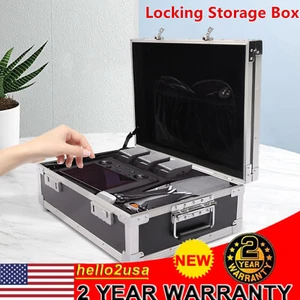 Aluminum Hard Safe Case Briefcase Toolbox Storage Black Lockable Carrying Case - Picture 1 of 10