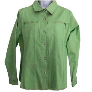 Quacker Factory mint green rhinestone denim jacket women’s size M - Picture 1 of 5