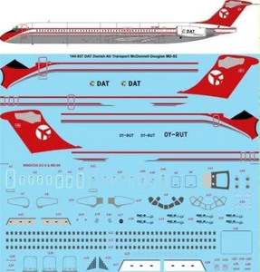 26 calcomanías 1/144 McDonnell Douglas MD-82 - DATAS de transporte aéreo danés - calcomanía láser - Imagen 1 de 2