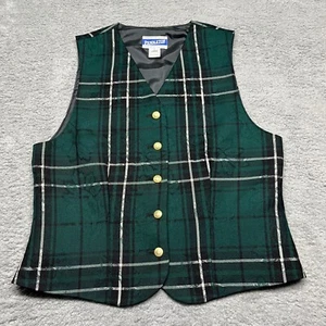 Chaleco de Lana Pendleton Vintage Mujer Talla 6 Verde Cuadros Dorado Botón Forrado Frontal EE. UU. - Imagen 1 de 13