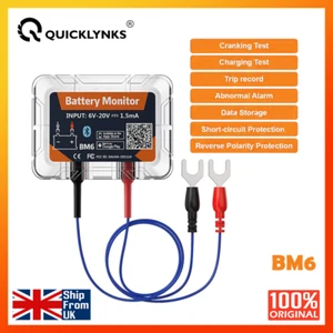 QUICKLYNKS BM6 Wireless Battery Monitor 12V Tester Charging Cranking Analyzer BT - Picture 1 of 15