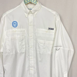 Columbia Tamiami II Shirt Mens Small White Bald Head Island Omnishade UPF 40 - Picture 1 of 12