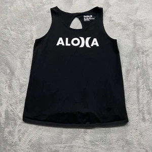 Hurley Shirt Girls Extra Large 13-15 Black White Graphics Cut Out Tank Top - Picture 1 of 6