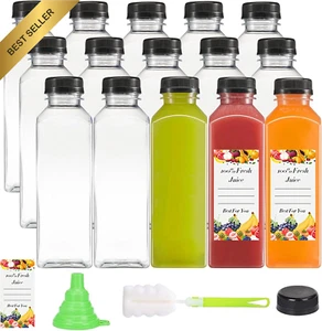 15 Pack 500ml Plastic Juice Bottles with Caps Reusable PET Containers for Bevera - Picture 1 of 12