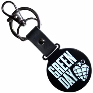 GREEN DAY ROUND STACKED LOGO WITH GRENADE HIGH QUALITY METAL KEY RING OFFICIAL - Imagen 1 de 5