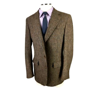 40L Harris Tweed Mens Vintage 2 Bttn Blazer Sport Coat Jacket Herringbone Mint!