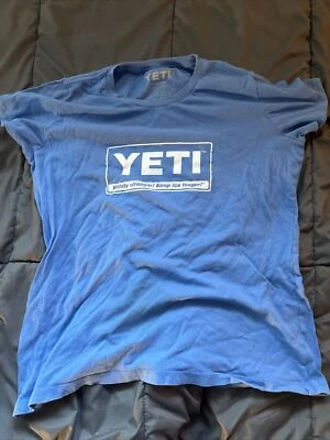 Camiseta masculina logotipo Yeti tamanho XL azul manga curta branca logotipo Yeti - Imagem 1 de 3