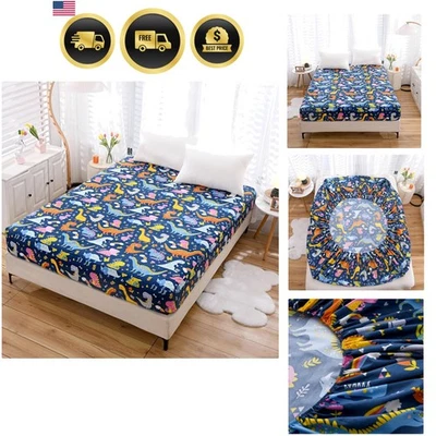 Sábana bajera tamaño completo bolsillo profundo estampado dinosaurio sábana bajera Foto 1 de 4