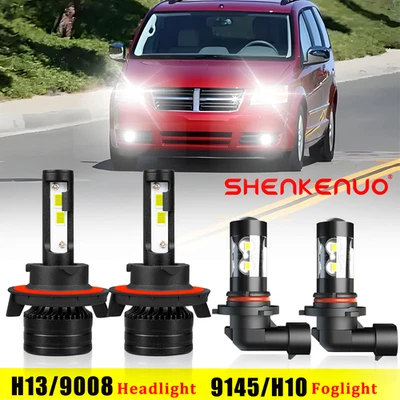 For Dodge Grand Caravan 2008-2010 LED Headlight Hi/Lo + Fog Bulbs 6500K Combo 4x - Image 1 of 4