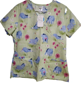 Neu mit Etikett Disney Damen Medical Scrub Kurzarm V-Ausschnitt mehrfarbig Größe M - Bild 1 von 12