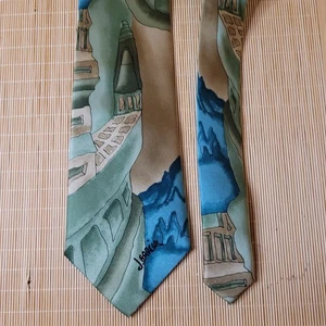 J. Garcia Artist Proof No. 1 Aquarell Seidenkrawatte "More Arches" grün blau  - Bild 1 von 3