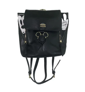 Disney Bioworld Mickey Mouse Black Backpack Purse Faux Leather Adjustable Straps - Picture 1 of 12