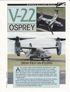 Bell Boeing V-22 Osprey VTOL/STOL Aircraft Spec Sheet Fact Card - Picture 1 of 2