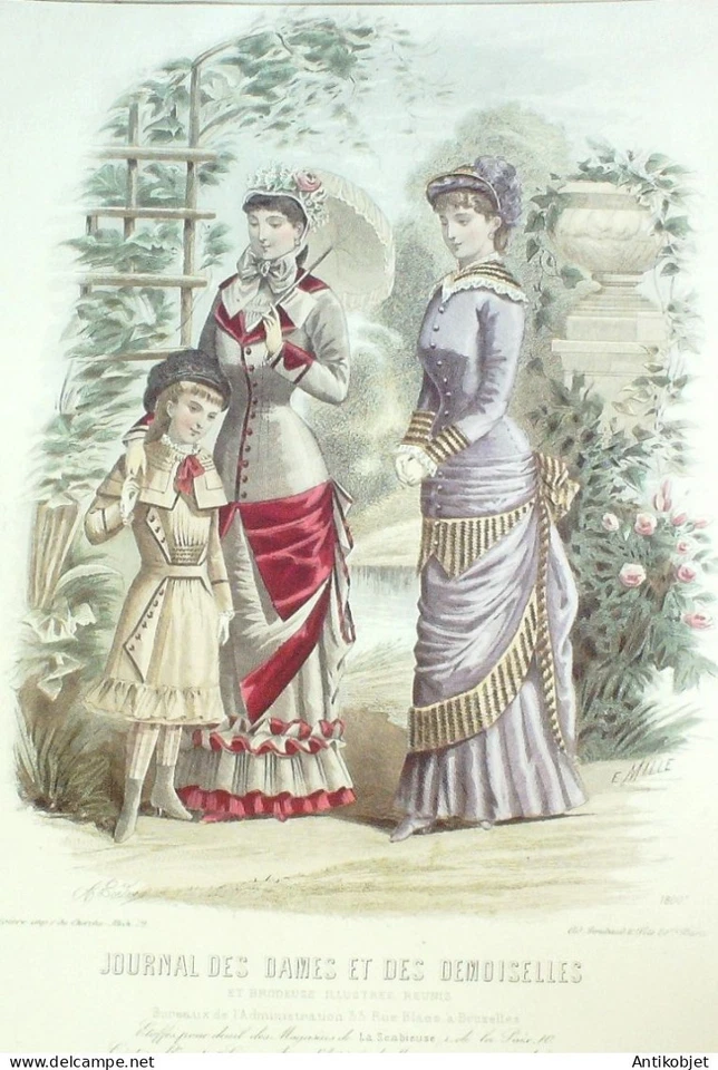 Gravure Mode J.Dames & Demoiselles 1875 # 1800 (Old Fashion plate) - Photo 1/1