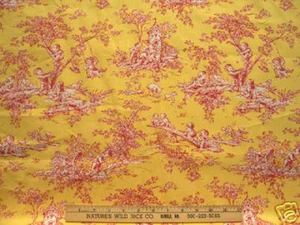 Tela P Kaufmann con Central Park niños jugando rojo sobre amarillo 100" X 23" hágalo usted mismo - Imagen 1 de 1