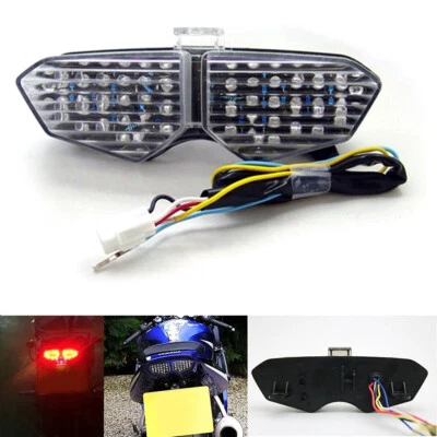 Integrated LED TailLight Turn Signals for Yamaha YZF R6 03-05 YZF R6S Clear T8 Foto 1 de 4