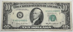 1985 $10 Ten Dollar Bill Federal Reserve Note Chicago IL Vintage Old Currency - Picture 1 of 6